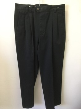NORDSTROM, Black, Cotton, Polyester, Double Pleats, Twill,