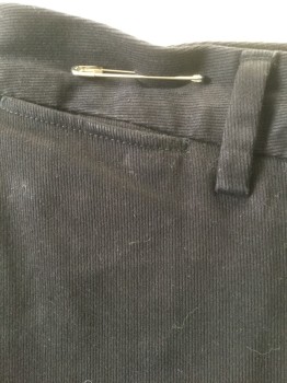 BANANA REPUBLIC, Black, Cotton, Spandex, Solid, Ribbed Texture, Flat Front, Zip Fly, 5 Pockets Including 1 Watch Pocket, Straight Leg