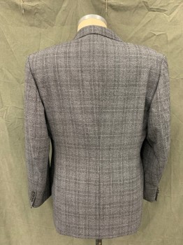 MTO/ COSPROP, Black, Gray, Wool, Plaid, Single Breasted, Collar Attached, Peaked Lapel, 3 Pockets, 2 Buttons,