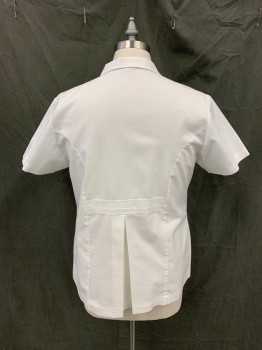 Unisex, Scrubs, Jacket Unisex, N/L, White, Poly/Cotton, Solid, 40, Zip Front Collar Attached, Short Sleeves, 2 Pockets, Back "Belt" Panel with Pleat Below