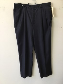 B BRITCHES, Midnight Blue, Wool, Solid, Double Pleats, 4 Pockets,