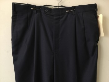 B BRITCHES, Midnight Blue, Wool, Solid, Double Pleats, 4 Pockets,