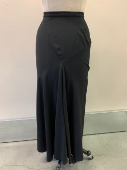 Womens, Skirt, ALAIA, Black, Wool, Solid, 28, Wrap Around, Side Button, Single Side Pocket, Back Pleat, Floor Length