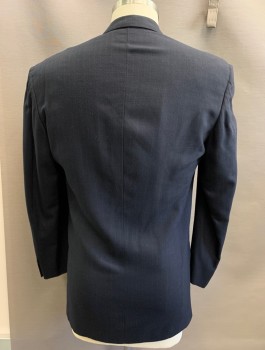GIORGIO ARMANI, Navy Blue, White, Wool, Stripes - Pin, 4 Buttons, Double Breasted, Peaked Lapel, 3 Pockets,