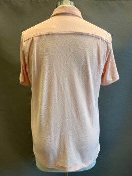 Mens, Casual Shirt, Pacsun, Lt Pink, Polyester, Cotton, Solid, M, S/S, Button Front, C.A.,