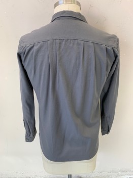 ANTO, Slate Gray, Wool, Solid, C.A., Button Front, L/S, 1 FLAP Pocket, Pleated Back