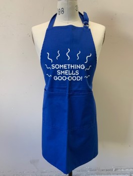 N/L, Blue, Text, Twill, White "Something Smells Good!" Text at Chest, 2 Patch Pockets, Adjustable Neck Strap