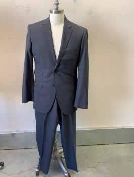 Mens, Suit, Jacket, PRIVE, Gray, Solid, 40 S, Notched Lapel, 2 Button Front, 4 Pockets  2 Back Vents