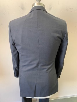 PRIVE, Gray, Solid, Notched Lapel, 2 Button Front, 4 Pockets  2 Back Vents