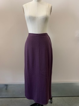 SONIA RYKIEL, Plum Purple, Wool, Solid, F.F, Long Length, Back Side Slit, Side Zipper