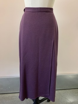 SONIA RYKIEL, Plum Purple, Wool, Solid, F.F, Long Length, Back Side Slit, Side Zipper