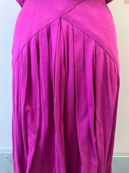 NL, Fuchsia Pink, Cotton, Solid, Slvlss, CN, Drop Pleated Waist, Keyhole Back, Buttons Up Back