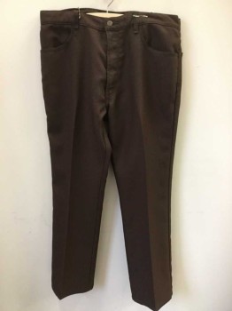 Mens, Pants, LEVI'S, Brown, Polyester, Solid, Ins:29, W:38, Twill, Zip Fly, 4 Pockets, Slight Boot Cut,