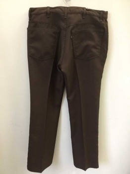 Mens, Pants, LEVI'S, Brown, Polyester, Solid, Ins:29, W:38, Twill, Zip Fly, 4 Pockets, Slight Boot Cut,