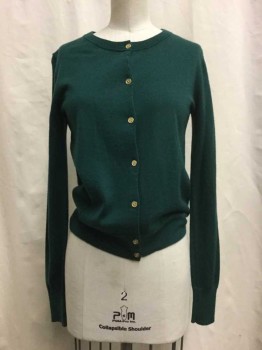 JCREW, Forest Green, Wool, Solid, Forrest Green, Gold Buttons