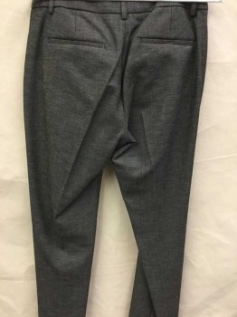 Womens, Slacks, EXPRESS, Charcoal Gray, Polyester, Cotton, Heathered, W28, 4, Mid Rise, Flat Front, Zip Front, Belt Loops, Good Stretch
