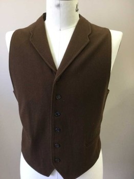 MTO, Brown, Wool, Solid, 6 Buttons, 2 Welt Pockets, Notched Lapel, Plain Poly/Cotton Back with Adjustable Belt,