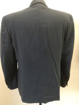 FABRIZIO, Slate Blue, Wool, Solid, Double Breasted, Slit Pockets, Peaked Lapel, Late 1980's - Early 1990's
