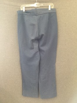 Mens, Uniform, Pc 2, N/L MTO, Blue, Wool, Solid, 31, 32, POSTAL UNIFORM PANTS  Button Fly with Black Soutache Trim at Outerside of Pant Leg.. Repair Detail at Right Knee