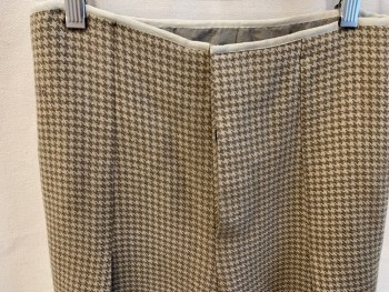 Mens, Pants, MTO, Tan Brown, Brown, Wool, Houndstooth, 27/32,  High Waist, Button Fly, Suspender Buttons, Inverted Pleats From Hem With Side Hook & Eyes,  Plus Fours, Golfing, Multiple