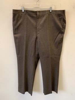 Mens, 1990s Vintage, Suit, Pants, NINO CERRUTI, Brown, Wool, Solid, Ins:27, W:43, Flat Front, Zip Fly, Belt Loops, 4 Pockets,