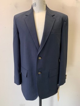 Childrens, Blazer, N/L, Navy Blue, Polyester, Solid, 38, 2 Button Front, Notched Lapel, 3 Pockets, Multiples