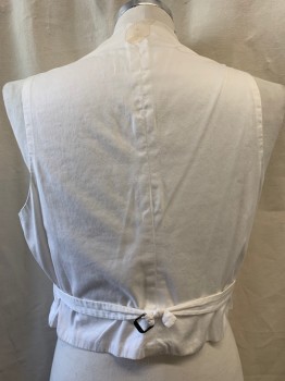 FOX113, Off White, Cotton, Wool, Self Pique Pattern, Shawl Lapel, Single Breasted, Button Front, 6 Buttons, 2 Pockets, Belted Back *Stained on Back of Neck, Broken Buckle