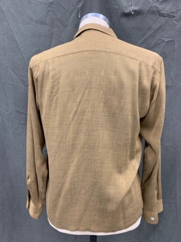 Mens, Shirt, IMPERIAL, Goldenrod Yellow, Silk, Heathered, M, Self Clover Medallions, Button Front, Collar Attached, 1 Pocket, Long Sleeves, Button Cuff, *Slight Shoulder Burn, 1 Spot on Front*