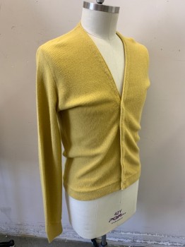 ARCHDALE, Mustard Yellow, Acrylic, Solid, V-neck, Cardigan, Long Sleeves,