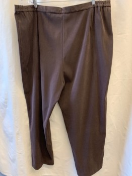 Womens, Slacks, I.K.C., Chocolate Brown, Polyester, Beaded, Solid, W46", 3X, Zip Front, Elastic Back Side Waistband, Beaded Side Seams,