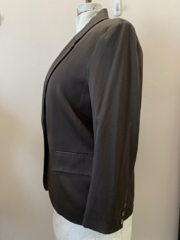 Womens, 1990s Vintage, Suit, Jacket, YVES SAINT LAURENT, Forest Green, Wool, Elastane, Solid, B42, 14, W32, L/S, Single Breasted, Notched Lapel, Top Pockets,