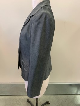 LE SUIT , Charcoal Gray, Polyester, Viscose, Solid, Single Breasted, Notched Lapel, 2 Pockets, Self Hand Picked Stitching