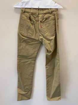 LEVI'S, Khaki Brown, Cotton, Solid, F.F, Top Pockets, Zip Front, Belt Loops, Tucked In From Back