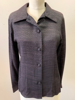 Womens, Blouse, N/L, Black, Lurex, Polyester, Solid, B: 36, L/S, Button Front, C.A.,