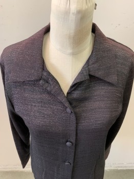 Womens, Blouse, N/L, Black, Lurex, Polyester, Solid, B: 36, L/S, Button Front, C.A.,