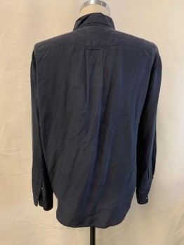 Mens, Casual Shirt, JACK MULQUEEN, Heather Gray, Silk, Solid, 36, 16.5, C.A., Button Front, L/S, 2 Patch Pockets, Sand Wash Silk