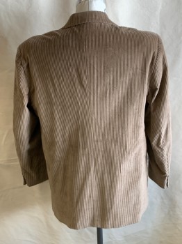 MEMBERS ONLY, Beige, Cotton, Polyester, Solid, Notched Lapel, 2 Button Single Breasted, 3 Pockets, Corduroy
