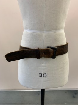Unisex, Historical Fiction Belt, N/L, Brown, Leather, Brass Open Buckle