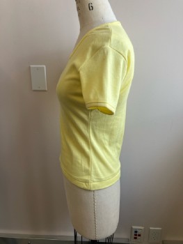 Womens, T-Shirt, HANES DESIGNER TEES, M, B:34, Lemon Yellow, Round Neck, S/S, Bound Neck And Arm Edges
