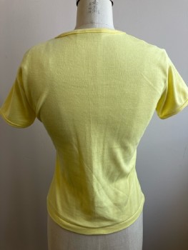 Womens, T-Shirt, HANES DESIGNER TEES, M, B:34, Lemon Yellow, Round Neck, S/S, Bound Neck And Arm Edges