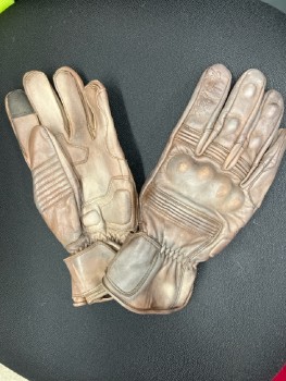 Unisex, Sci-Fi/Fantasy Gloves, INDIE RIDGE, XL, Brown Leather Motorcycle Style with Hard Knuckles, Aged