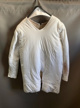 Unisex, Fat Padding, MTO, White, Cotton, Solid, 44, V-N, L/S, Short Attached, Zip Back,