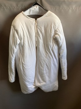 Unisex, Fat Padding, MTO, White, Cotton, Solid, 44, V-N, L/S, Short Attached, Zip Back,