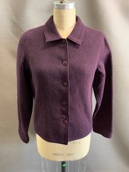 Womens, Jacket, CHARTER CLUB, Aubergine Purple, Acrylic, Polyester, M, C.A., Button Front, L/S
