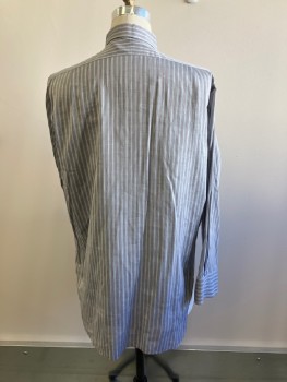 C.A. SAWYER & CO, Gray, Lt Gray, Red Burgundy, Cotton, Stripes - Vertical , B.F., C.A., L/S, Alternating Wide And Narrow Stripe, Back Yoke with 2 Pleats, Monogram