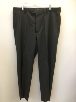 Mens, Suit, Pants, JOSEPH ABBOUD, Brown, Amber Yellow, Teal Green, White, Wool, Polyester, Stripes - Vertical , 33, 40, Pants, Flat Front, Zip Front, 4 Pockets