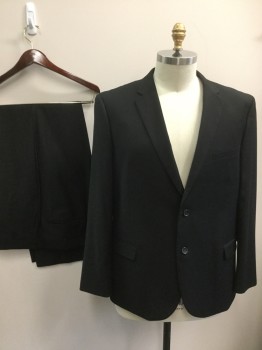 CARAVELLI, Black, Polyester, Viscose, Single Breasted, 2 Buttons,  Notched Lapel, Gabardine,