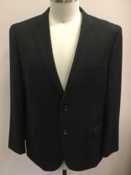 CARAVELLI, Black, Polyester, Viscose, Single Breasted, 2 Buttons,  Notched Lapel, Gabardine,