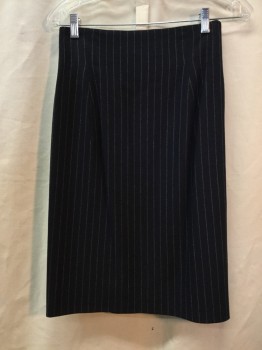 Womens, Suit, Skirt, MICHAEL KORS, Navy Blue, White, Wool, Stripes - Pin, 8, Navy, White Pin Stripes