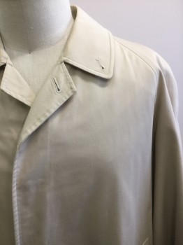 Mens, Coat, Trenchcoat, BURBERRY, Khaki Brown, Cotton, Polyester, Solid, 44, 4 Buttons, Twill Weave,  Raglan Sleeves,  2 Pockets,